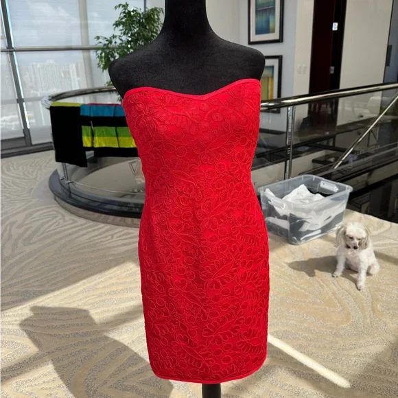 Vintage Red Lace Women's Dress and Jacket - Picture 3 of 4